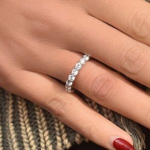 Sterling Silver Eternity Band Swarovski Crystals 5